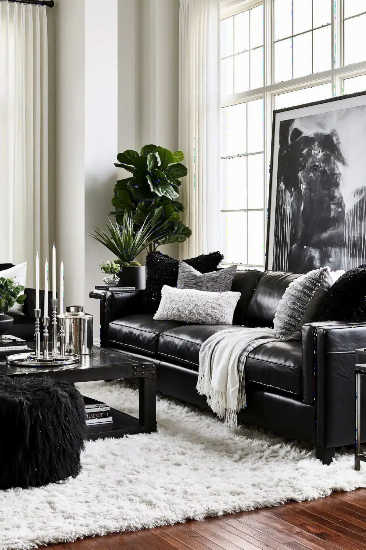 Black Leather and Shaggy White