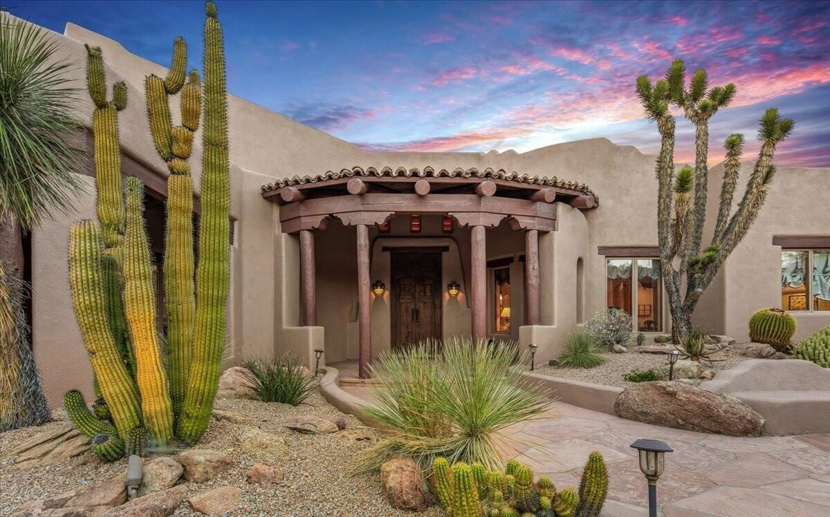 Sunset Adobe and Cactus