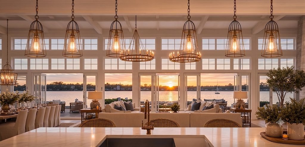 Sunset Glow in White and Brass