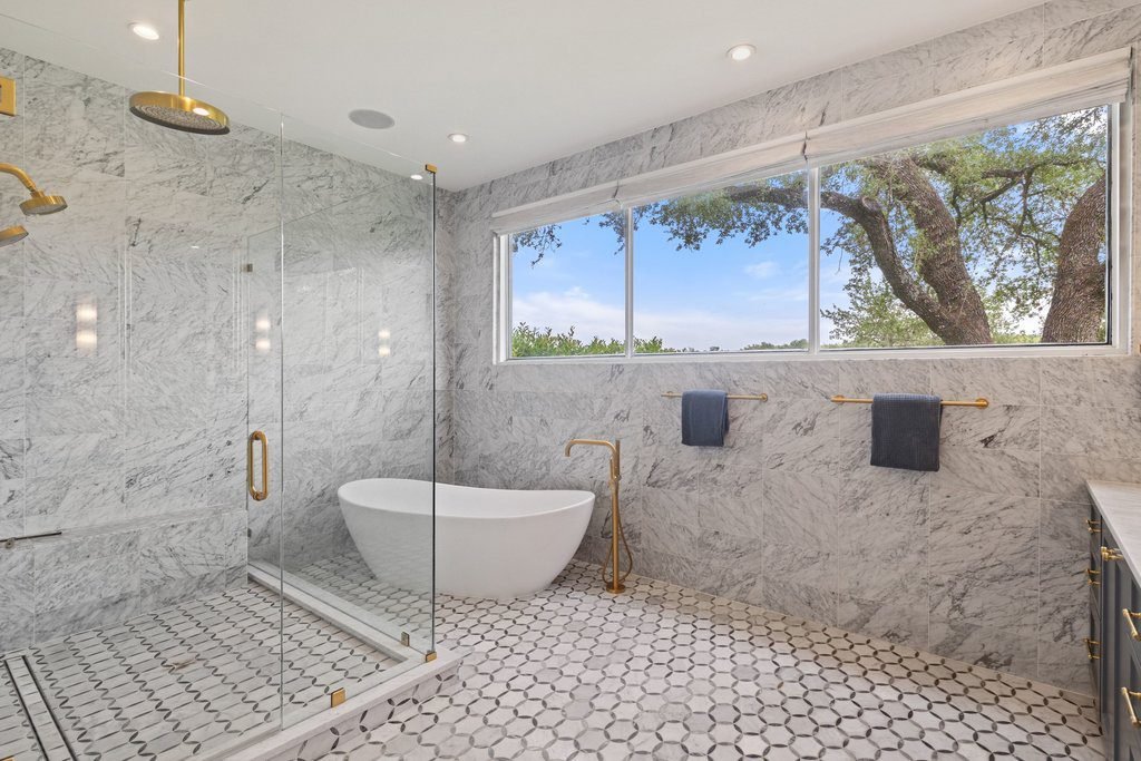 White Marble with Hex Tile