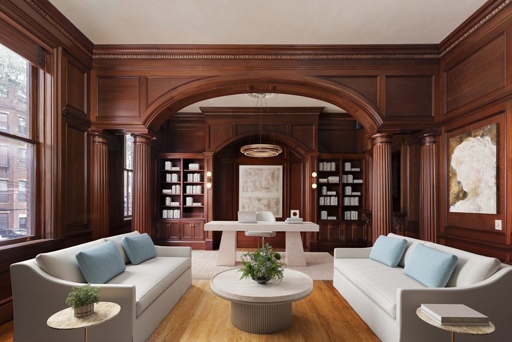 Mahogany Library with Sky Blue Accents