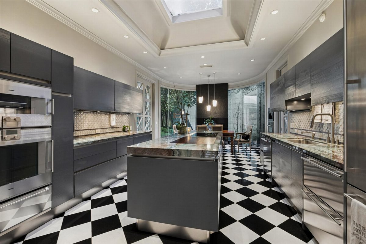 Graphite and Checkerboard Kitchen