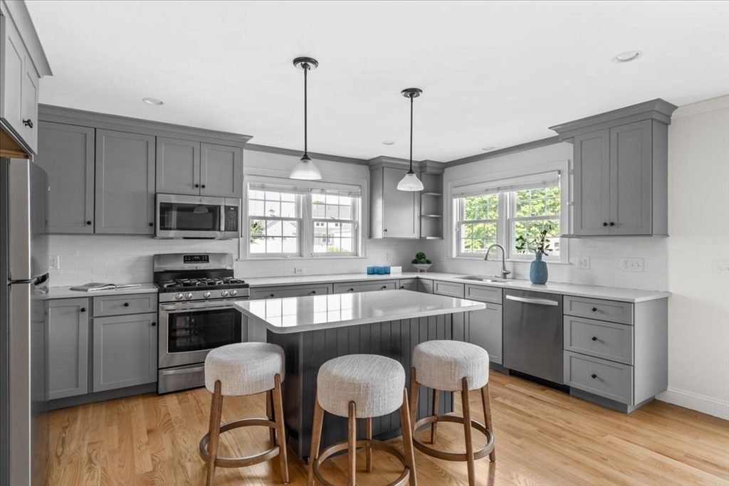 Cool Gray and Honey Oak