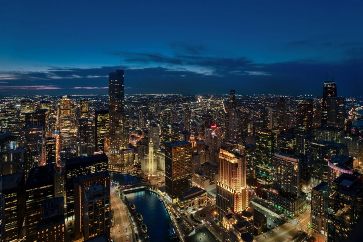 Chicago Twilight Cityscape Panorama