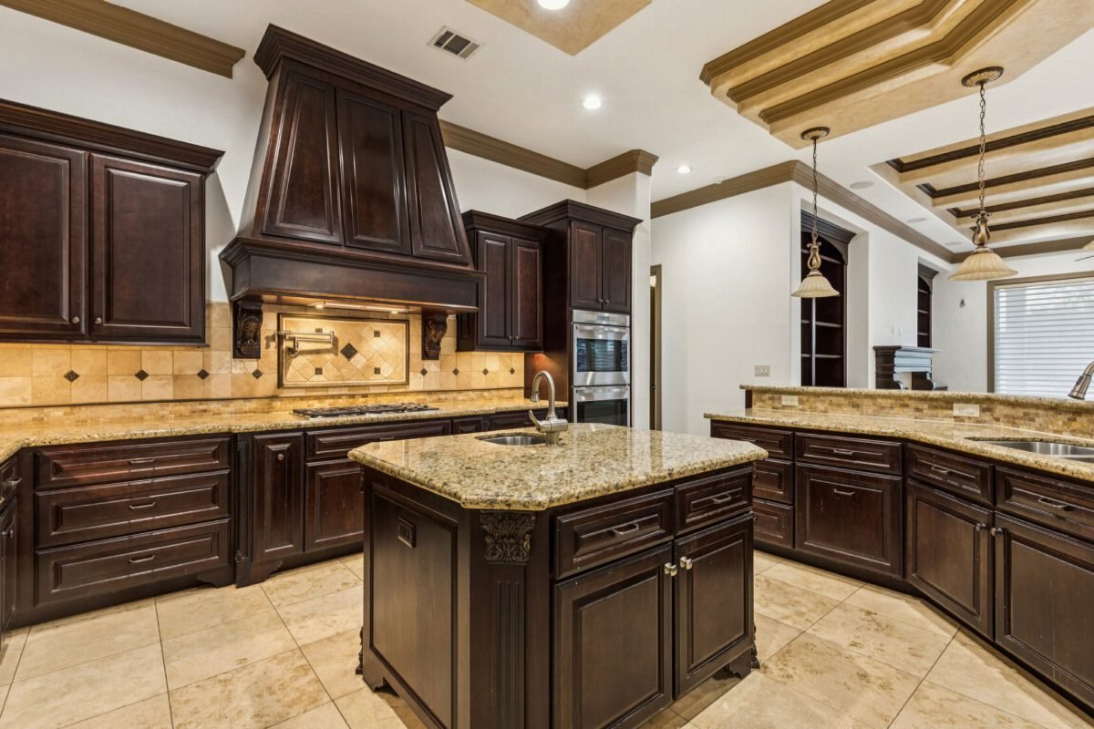 Espresso Wood and Golden Granite