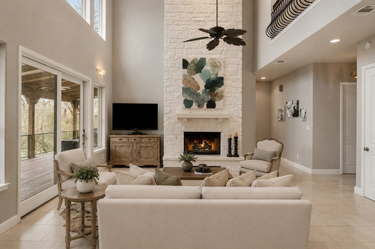 Stone Hearth and Soft Neutrals