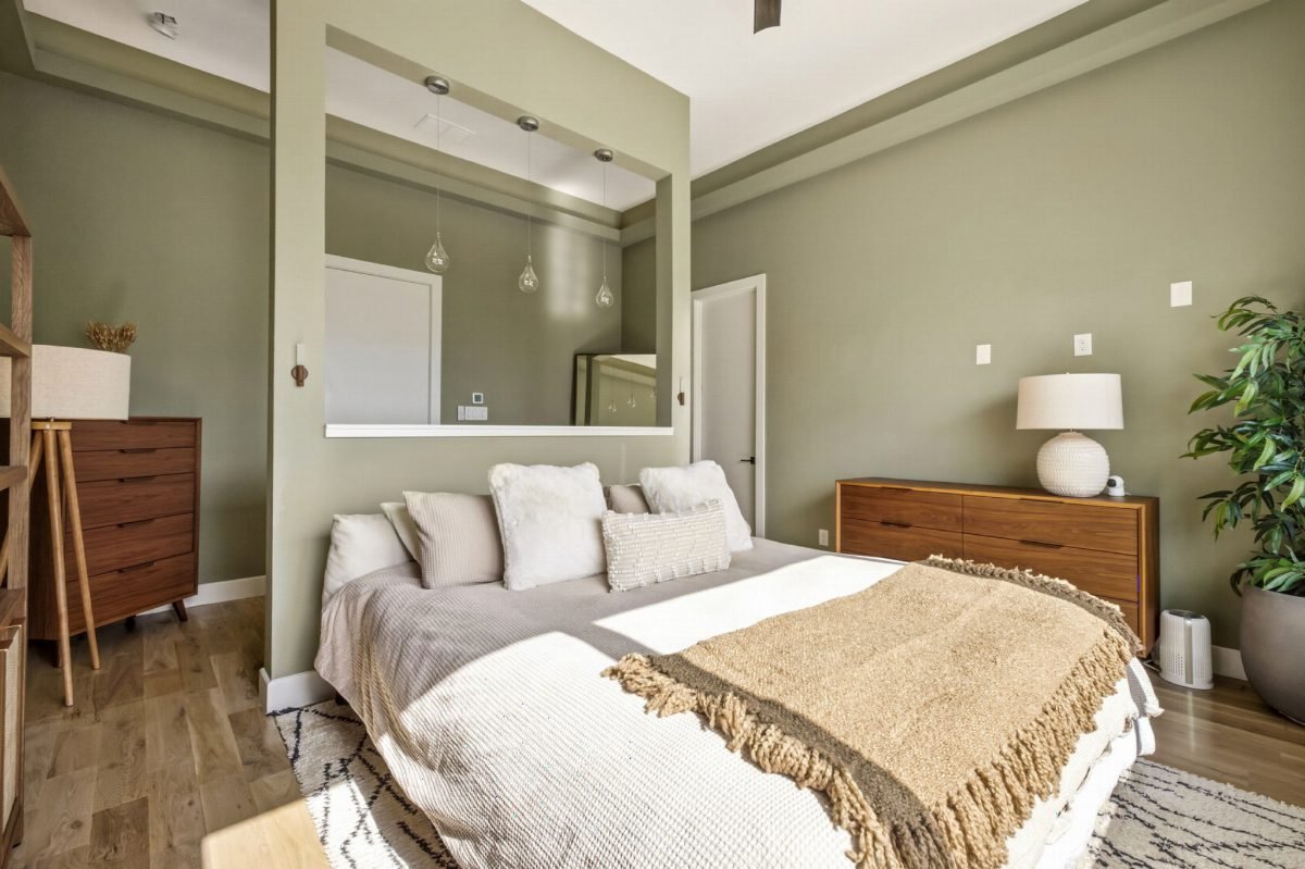 Olive Walls and Walnut Warmth