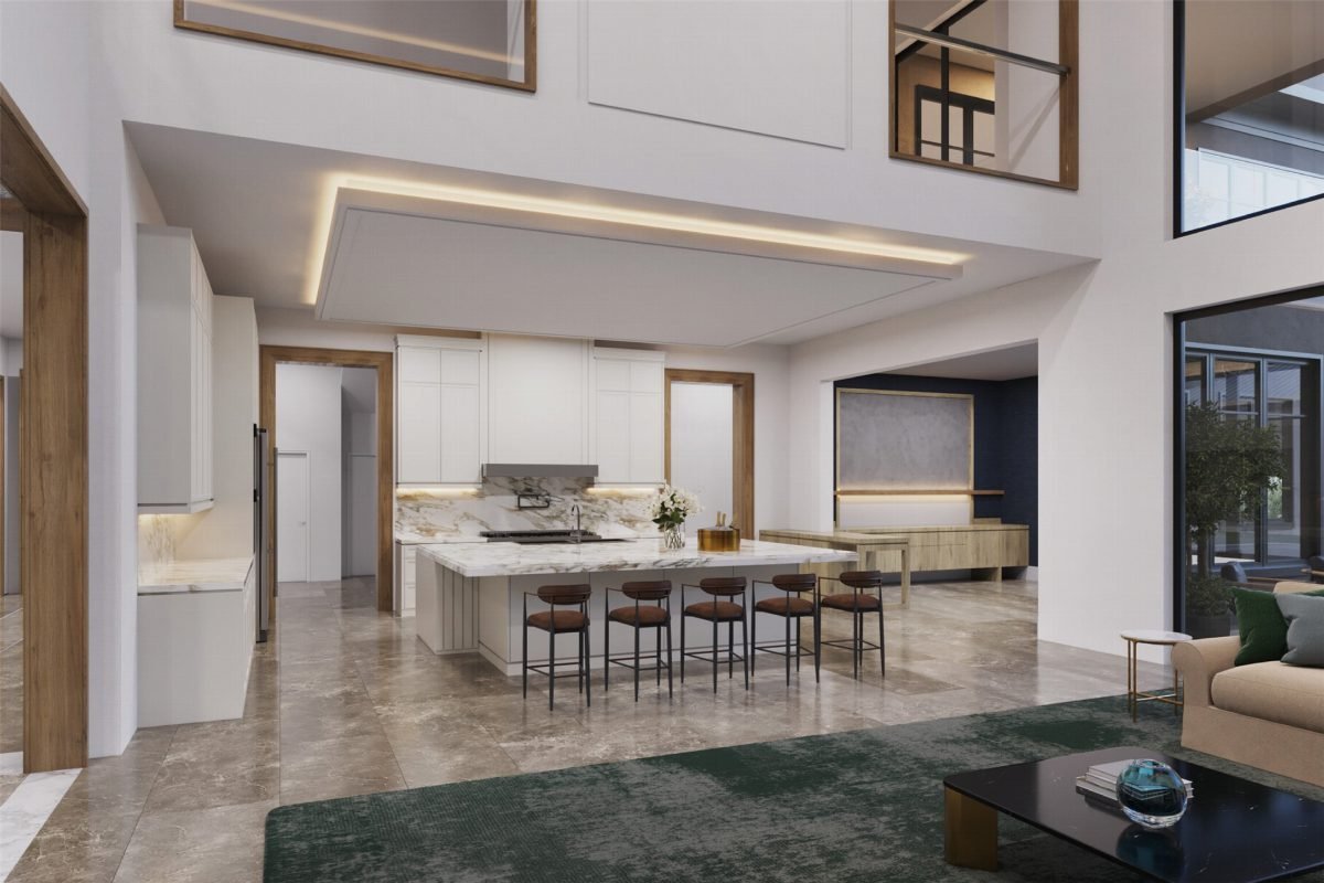 Airy Alabaster and Emerald Accents
