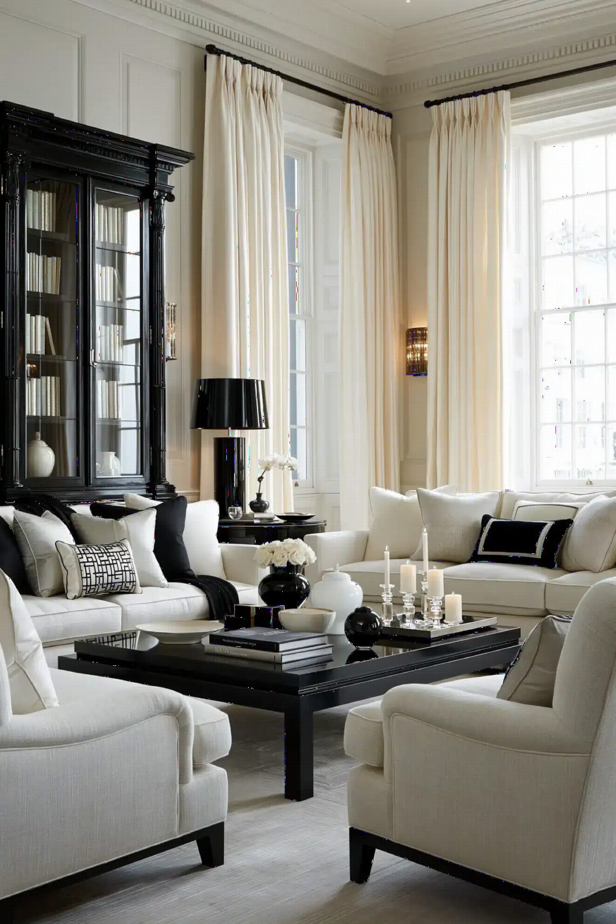 Glossy Black and Cream Elegance