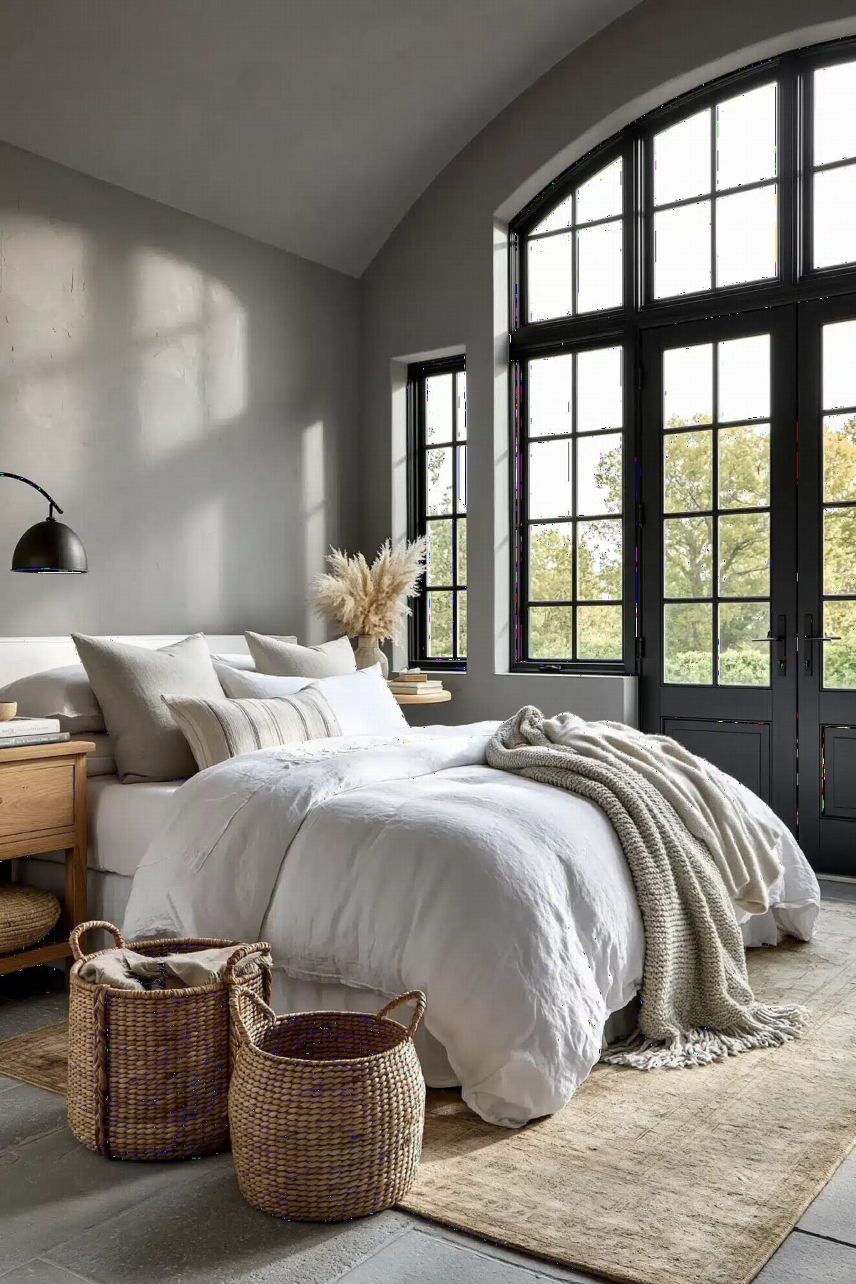 Charcoal Grey and White Linen