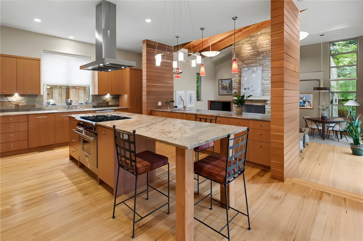Caramel Cabinetry and Granite Island