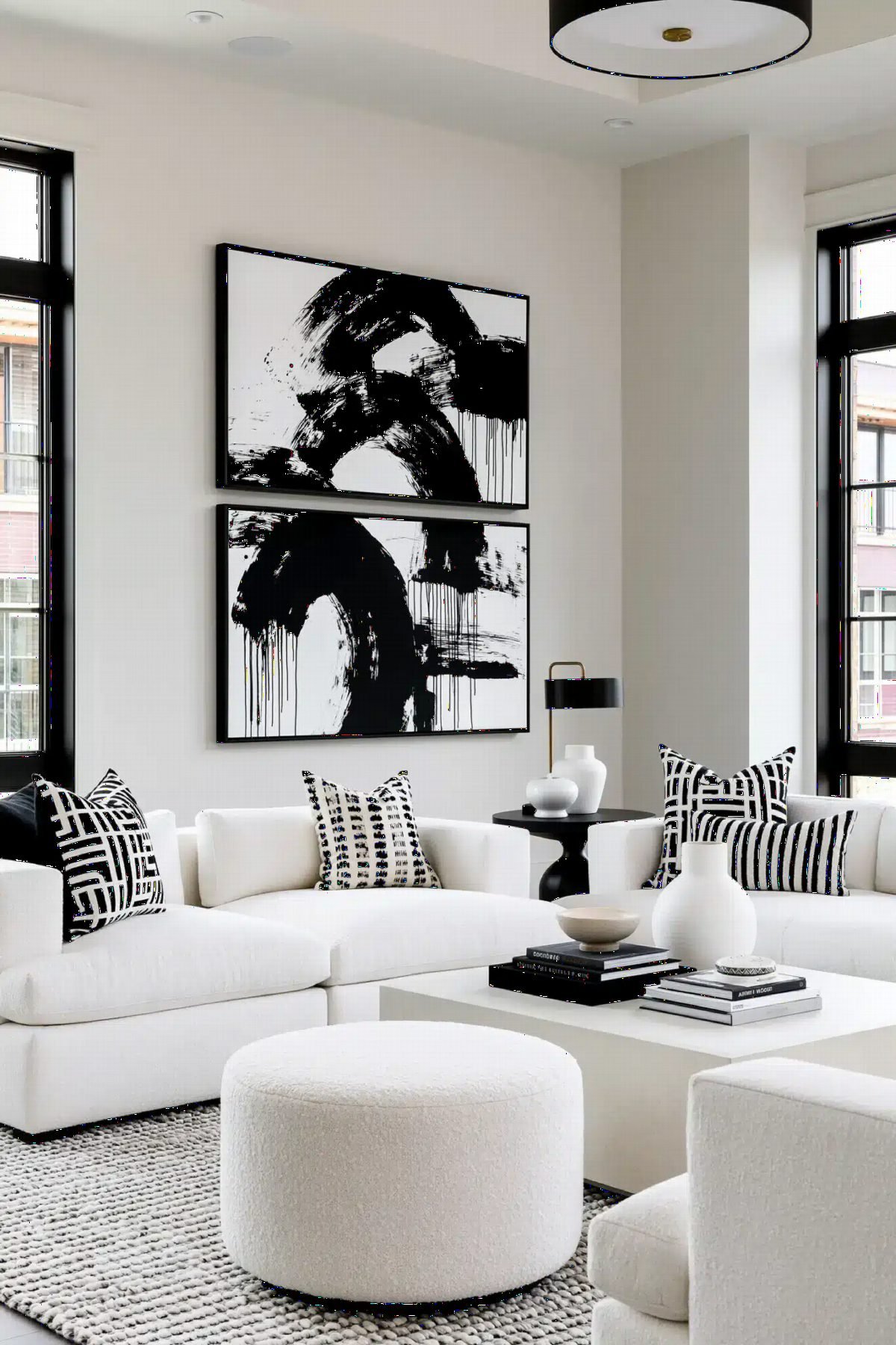 Brushstroke Art and Boucle Comfort