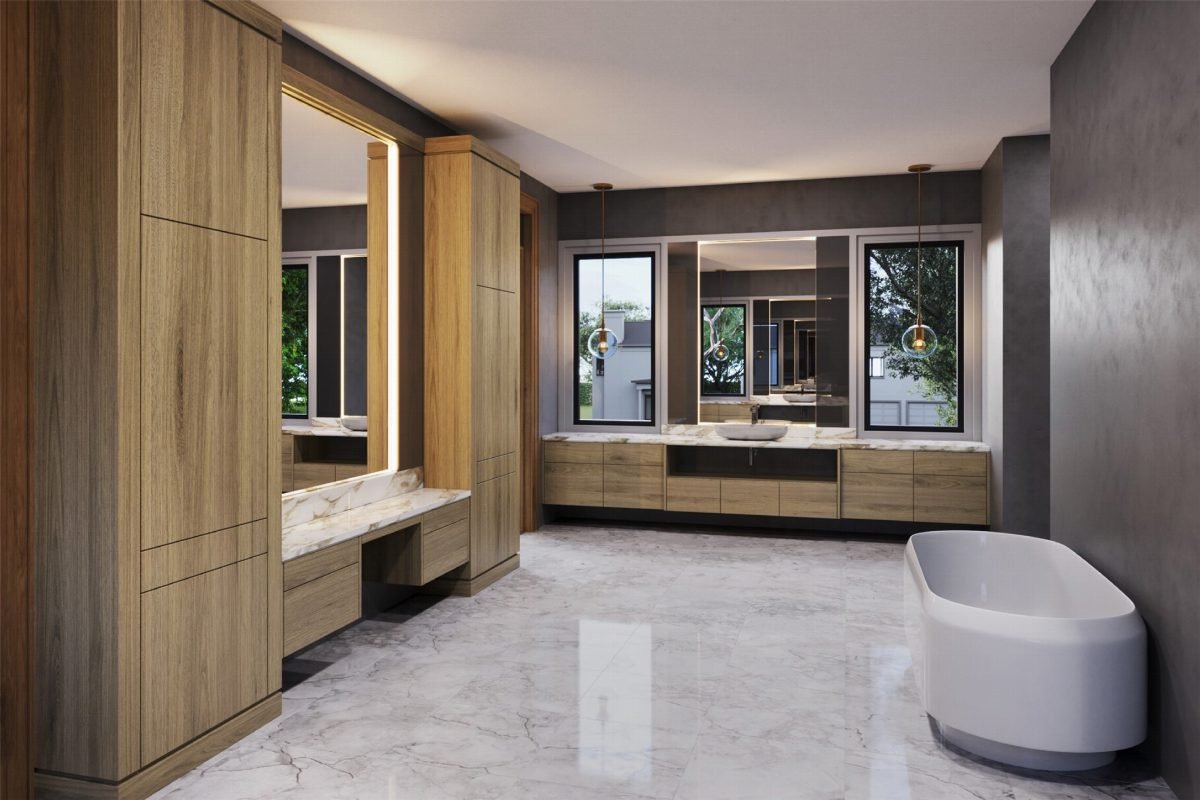 Charcoal Walls and Light Wood