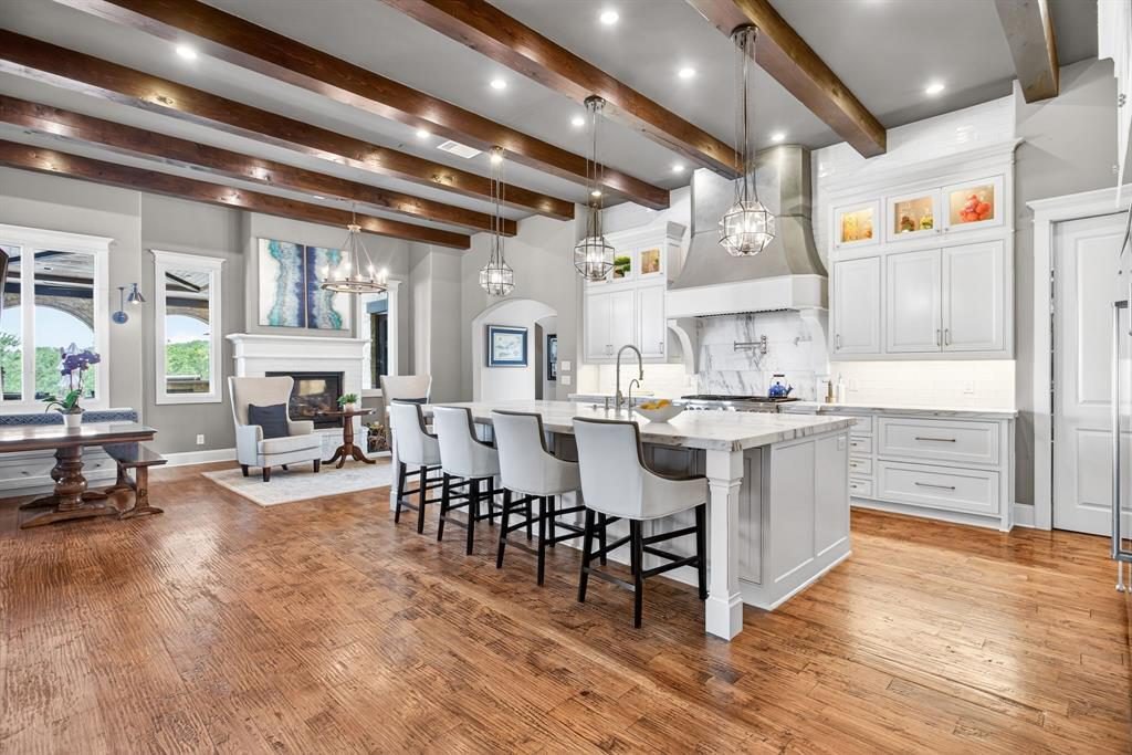 Warm Walnut Over White Marble