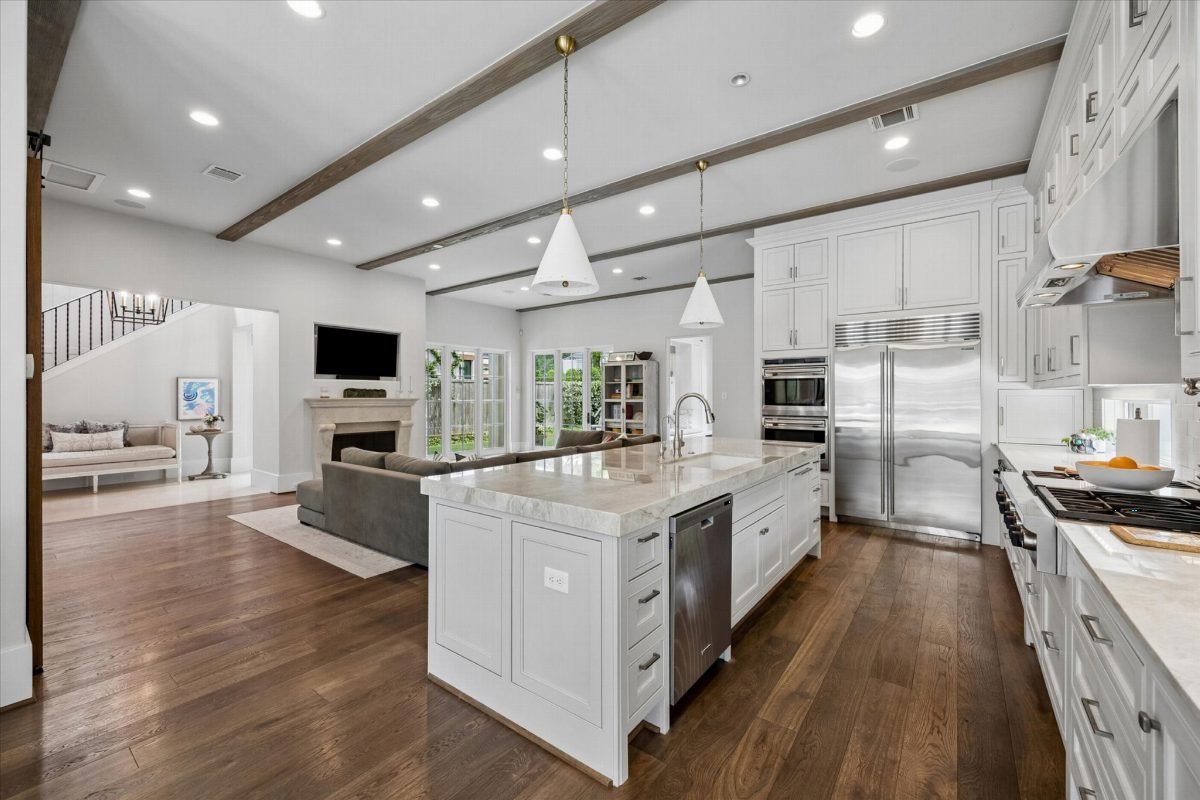 Crisp White and Walnut Beams