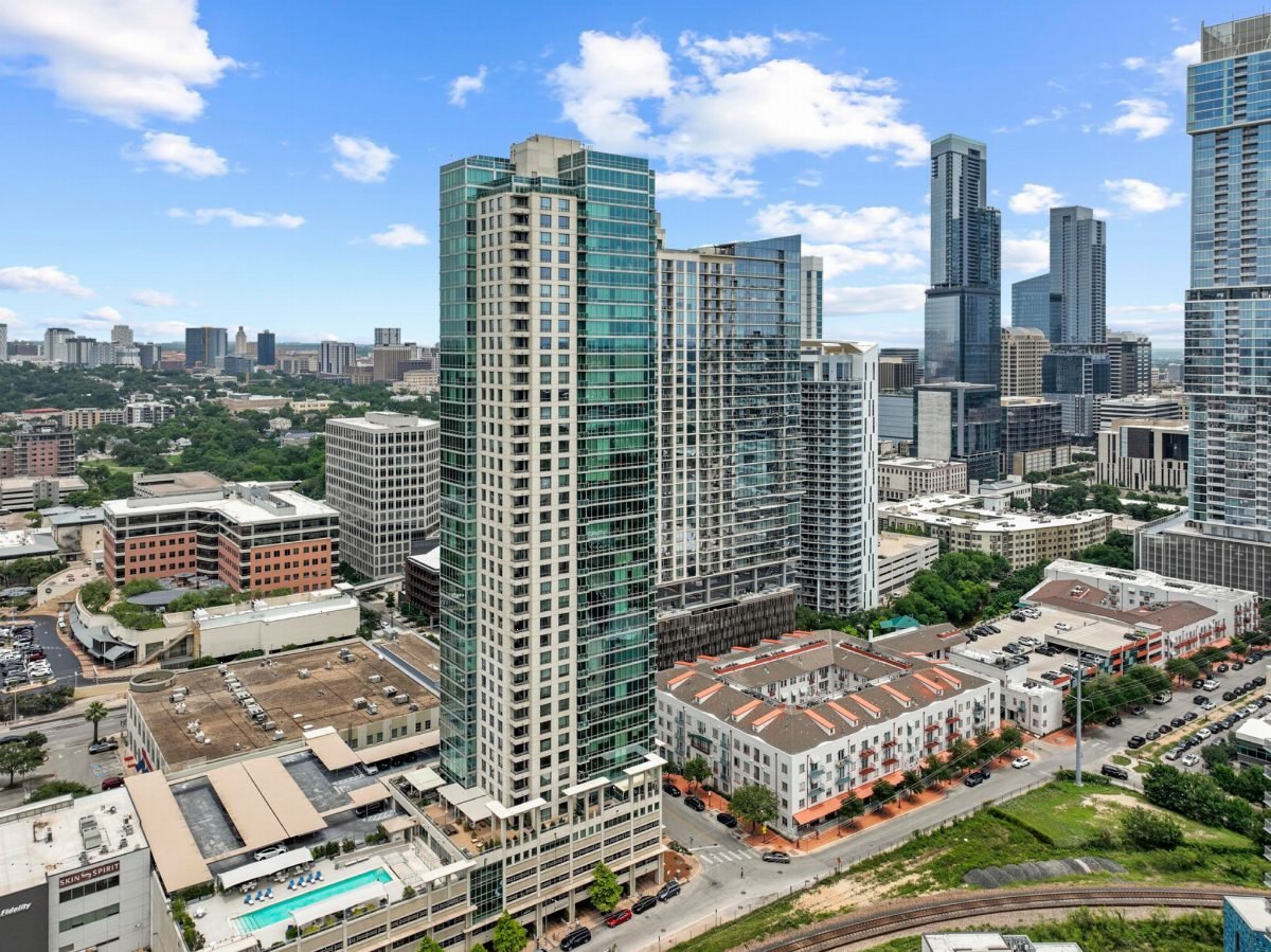 Urban Skyline with Teal Glass