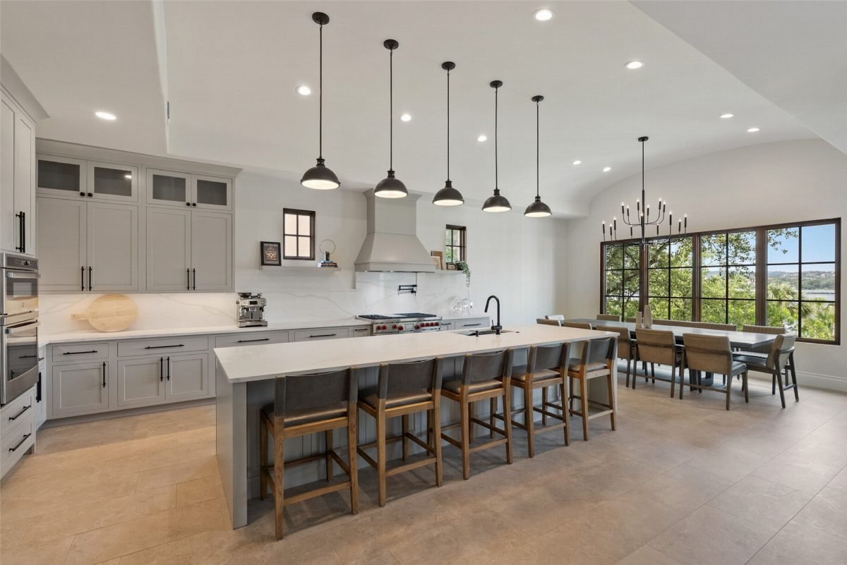 Soft Gray Kitchen with Wood Accents