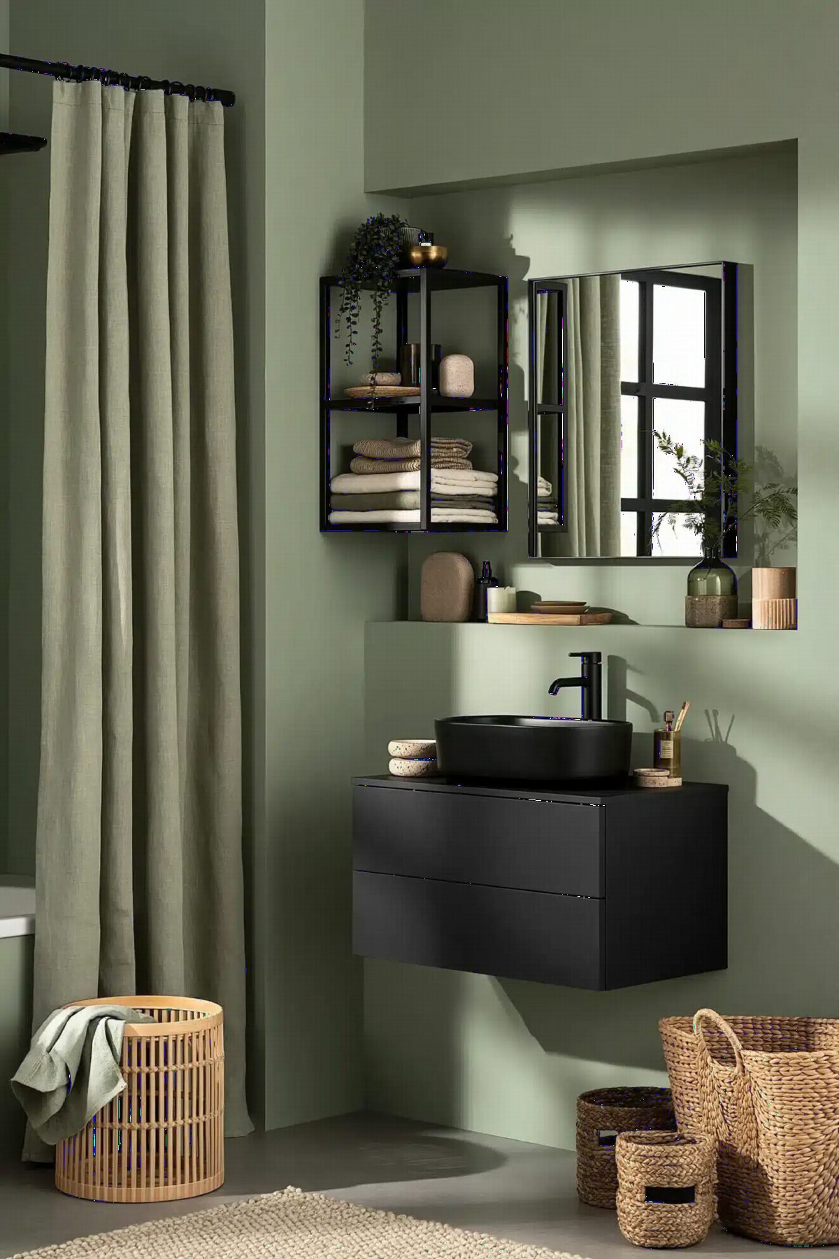 Sage Shadows with Black Vessel