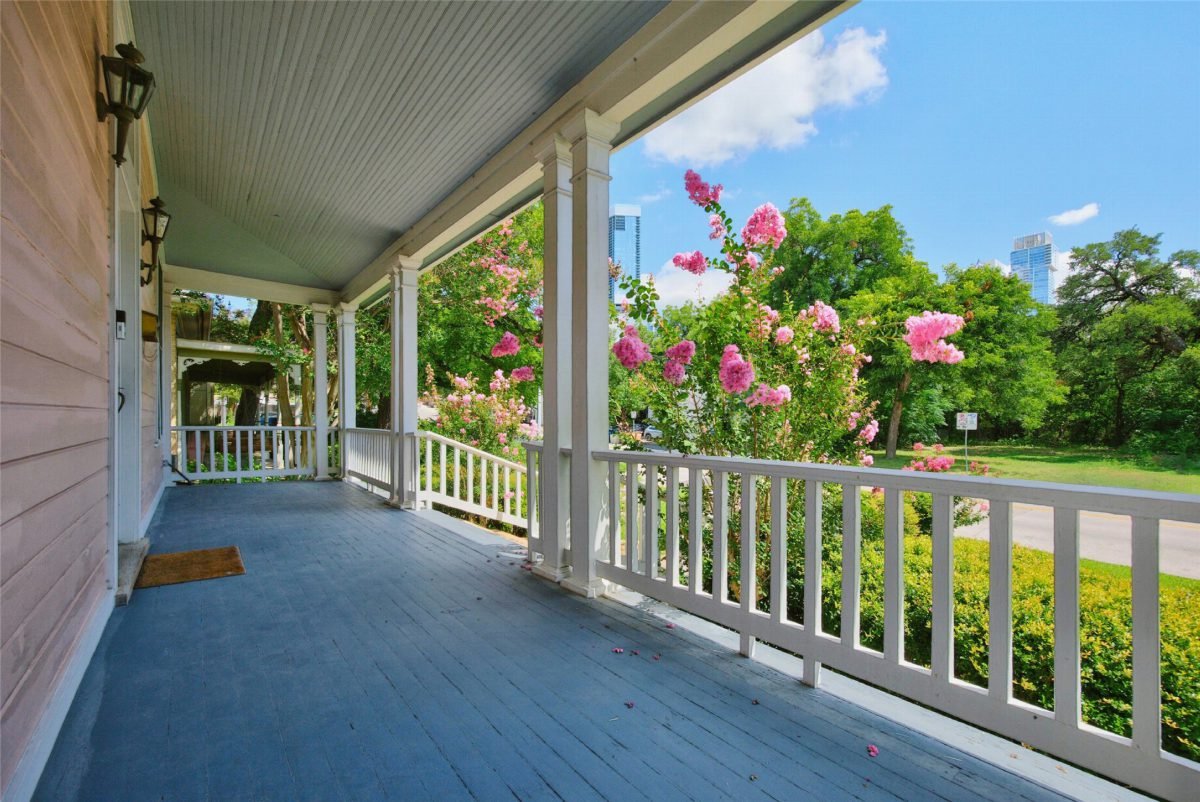 Blush Porch with White Railing