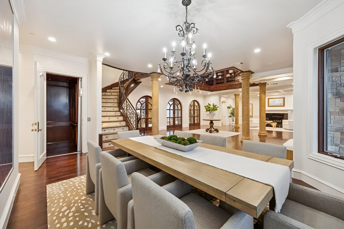 Iron Chandelier and Stone Walls