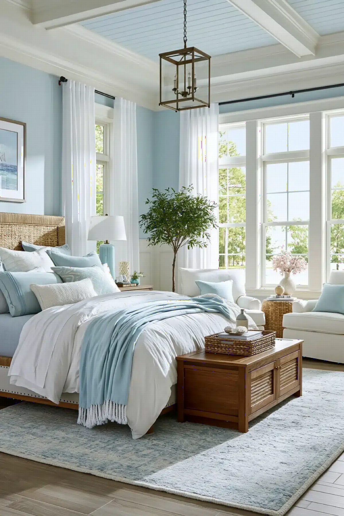 Powder Blue and Woven Rattan Calm