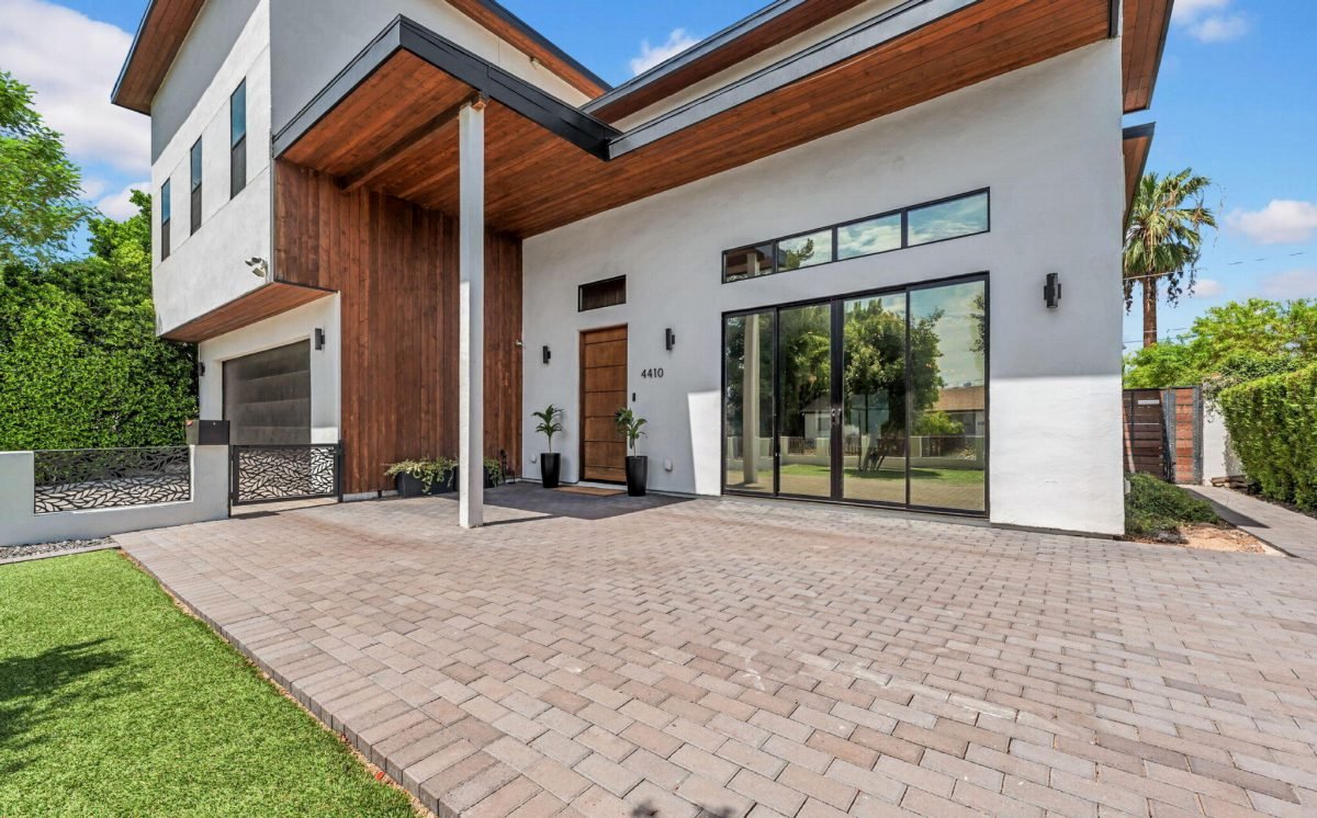 Clean White and Cedar Slat Entry