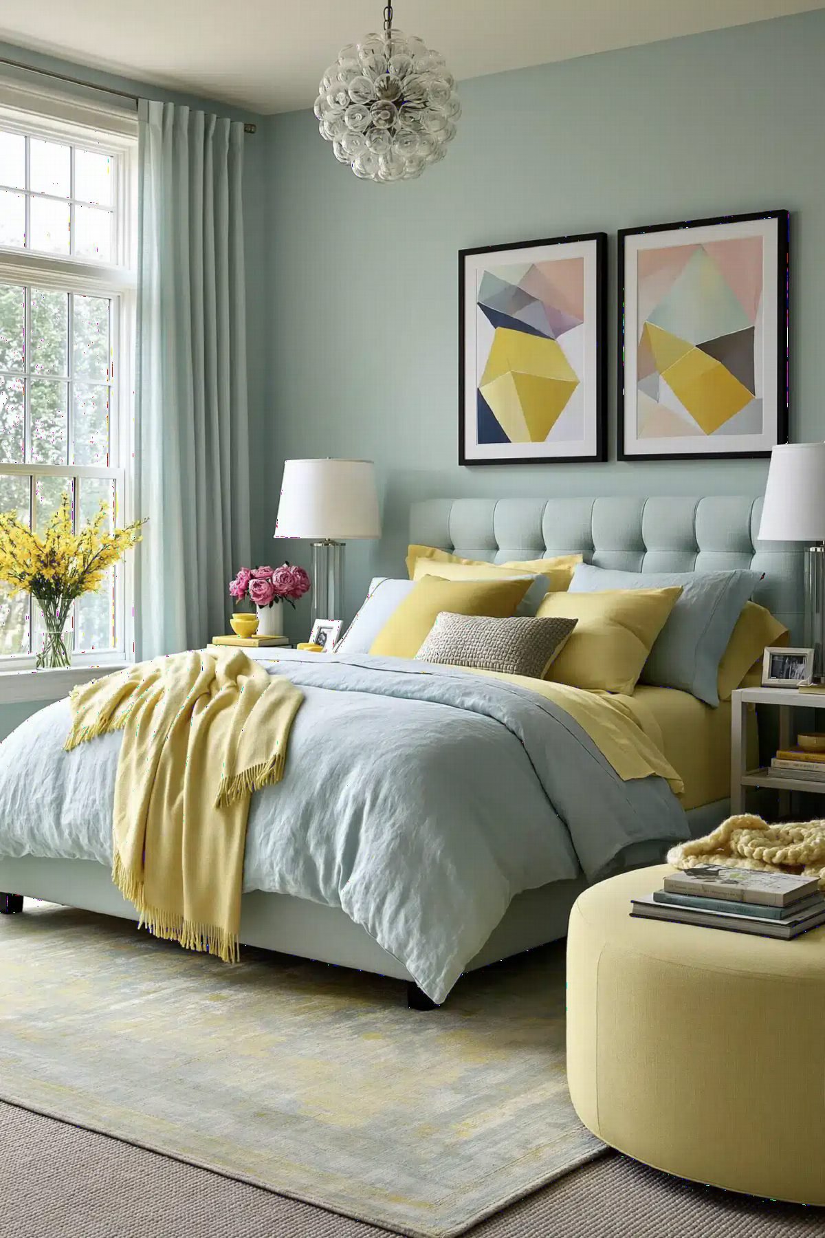 Misty Blue and Daffodil Yellow