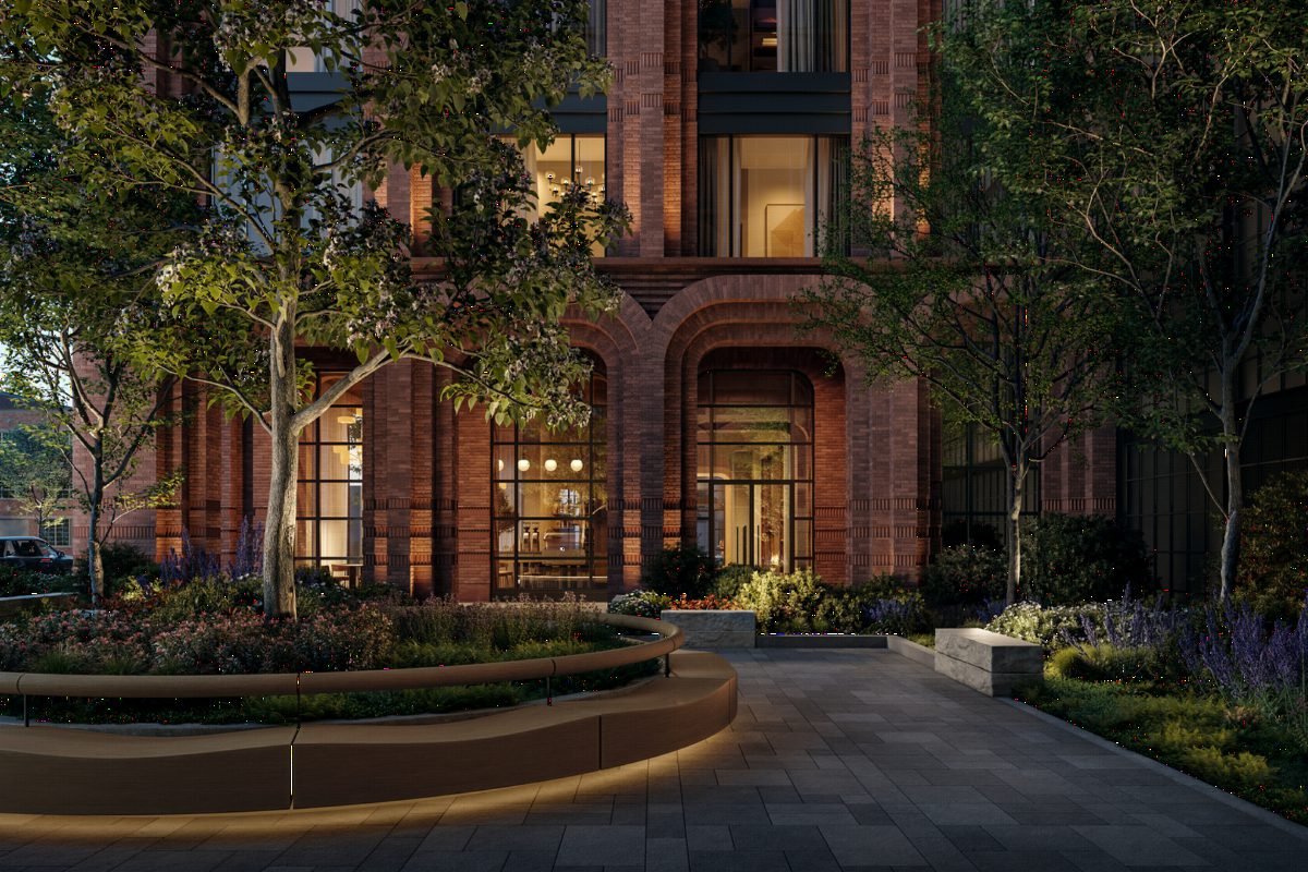 Glowing Brick Garden Courtyard