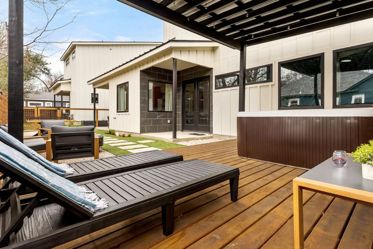 Dark Pergola Over Teak Deck