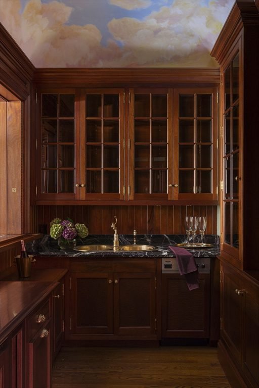 Walnut Built-Ins with Dark Marble