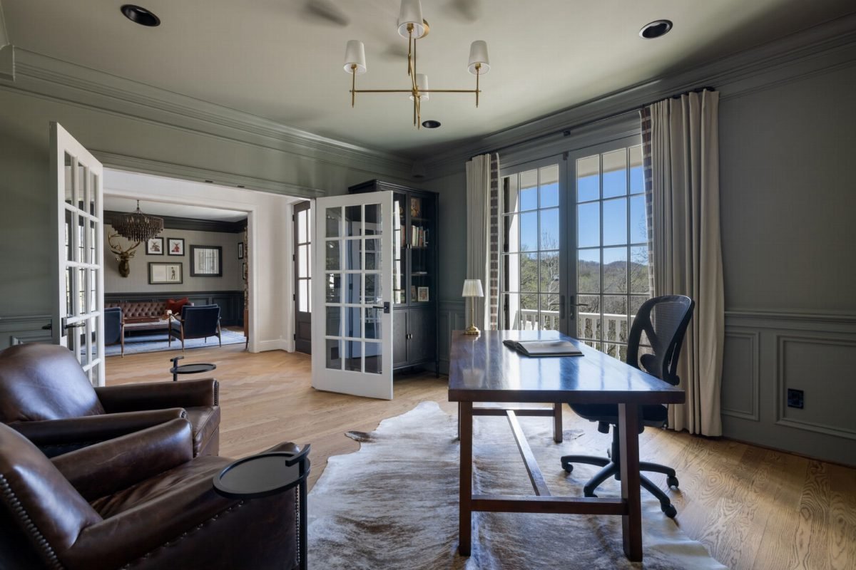 Slate Gray Study with Leather