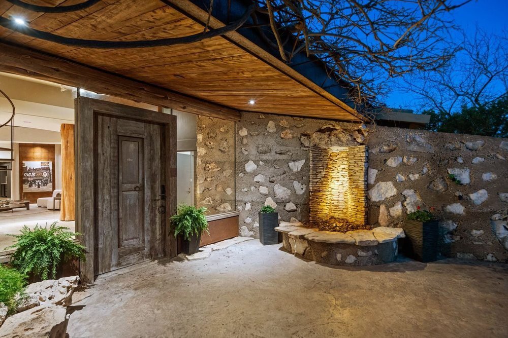 Rugged Timber and Stone Threshold