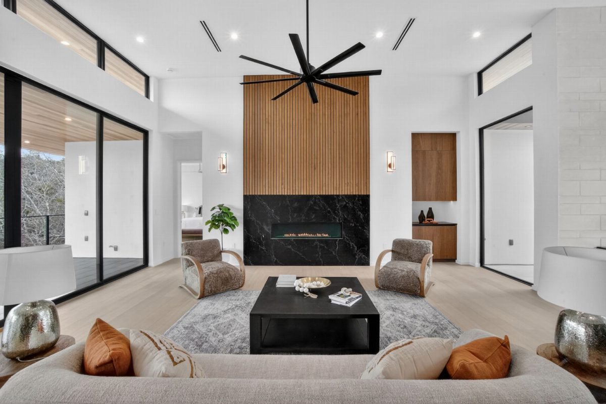 Charcoal Marble and Slat Wood