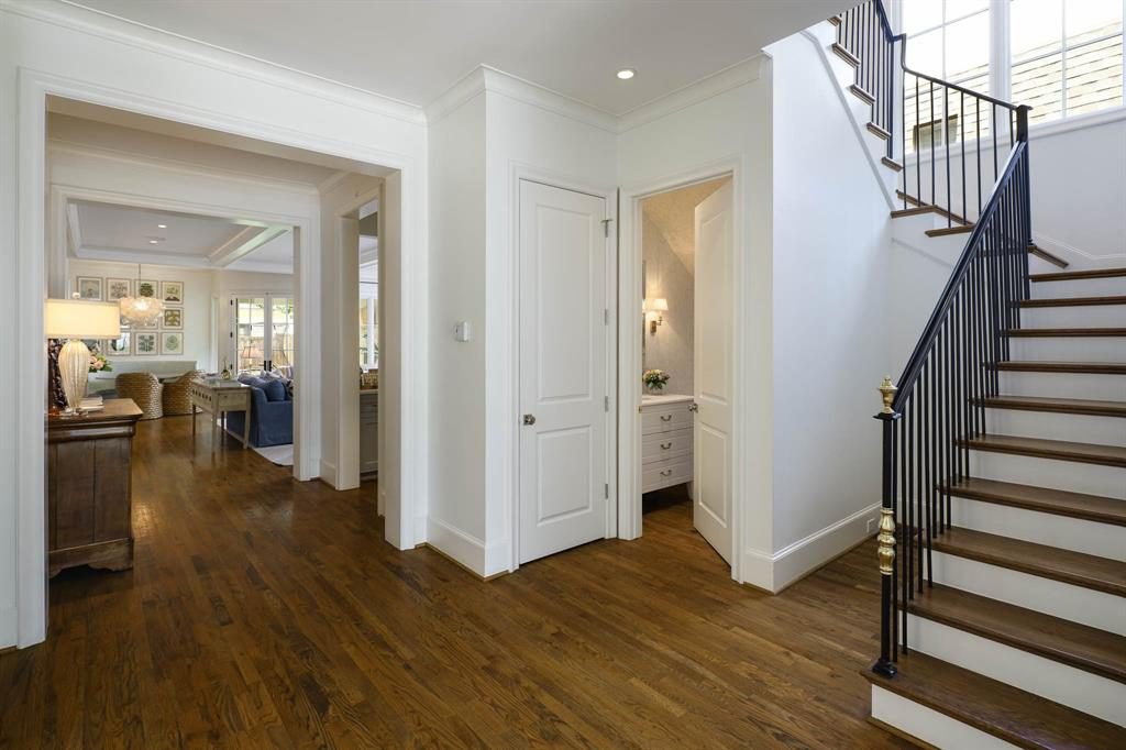 Honey Hardwood and Iron Stairs