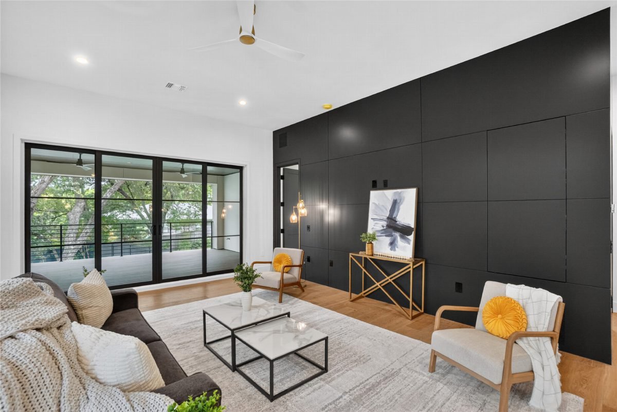 Graphite Walls and Golden Accents