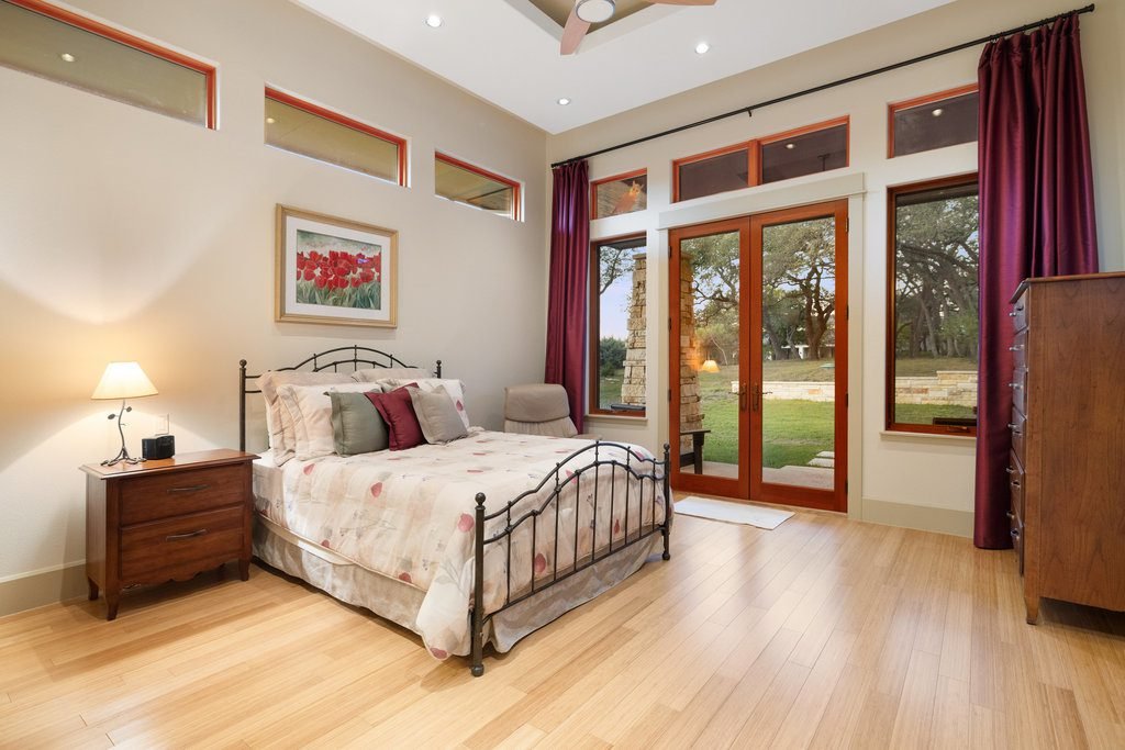 Wine Drapes and Warm Wood