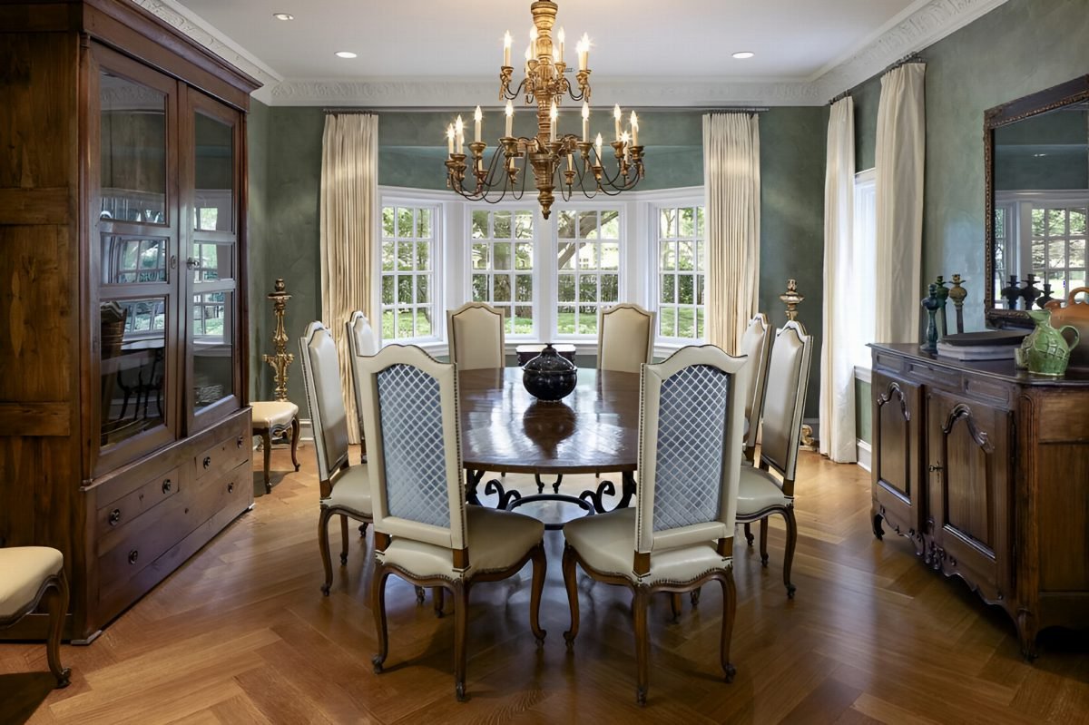 Sage Herringbone Heritage Dining