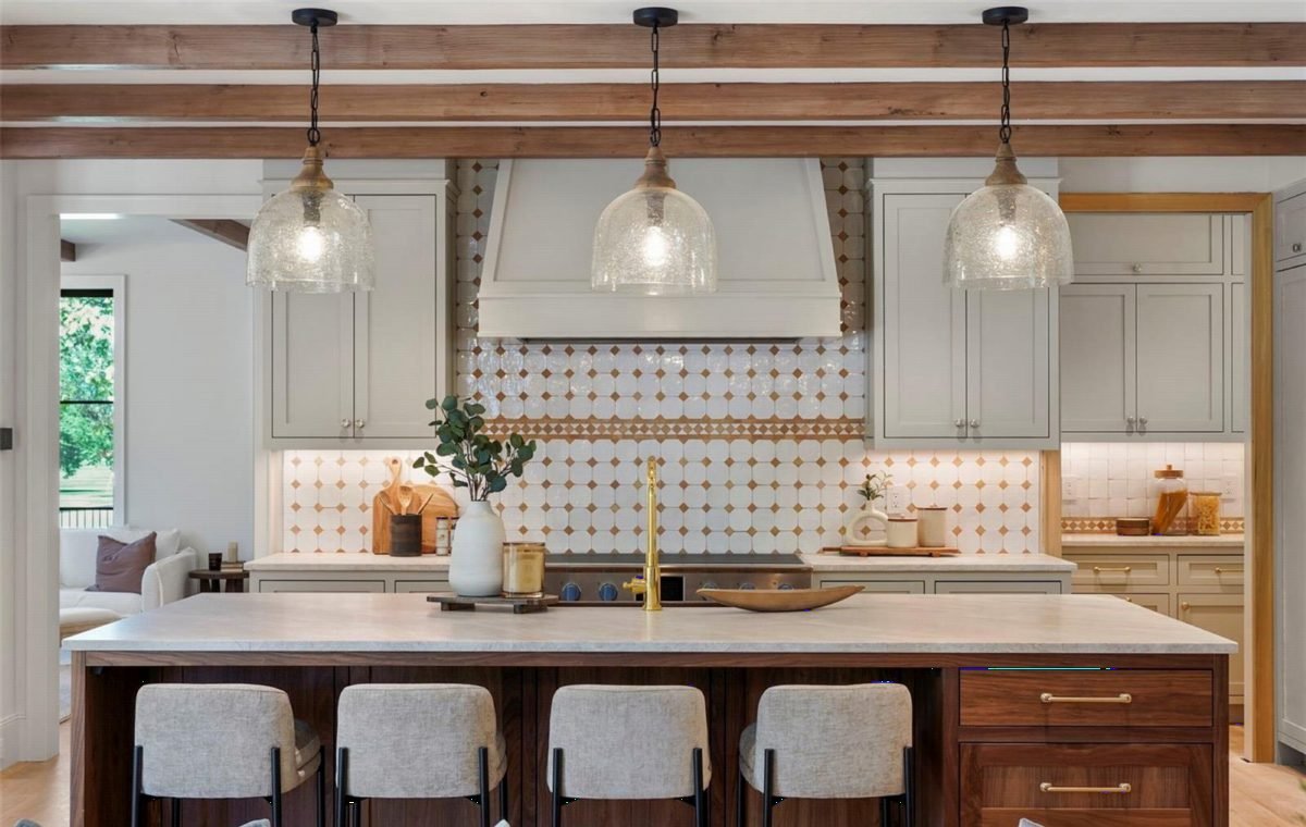 Patterned Tile and Walnut Warmth