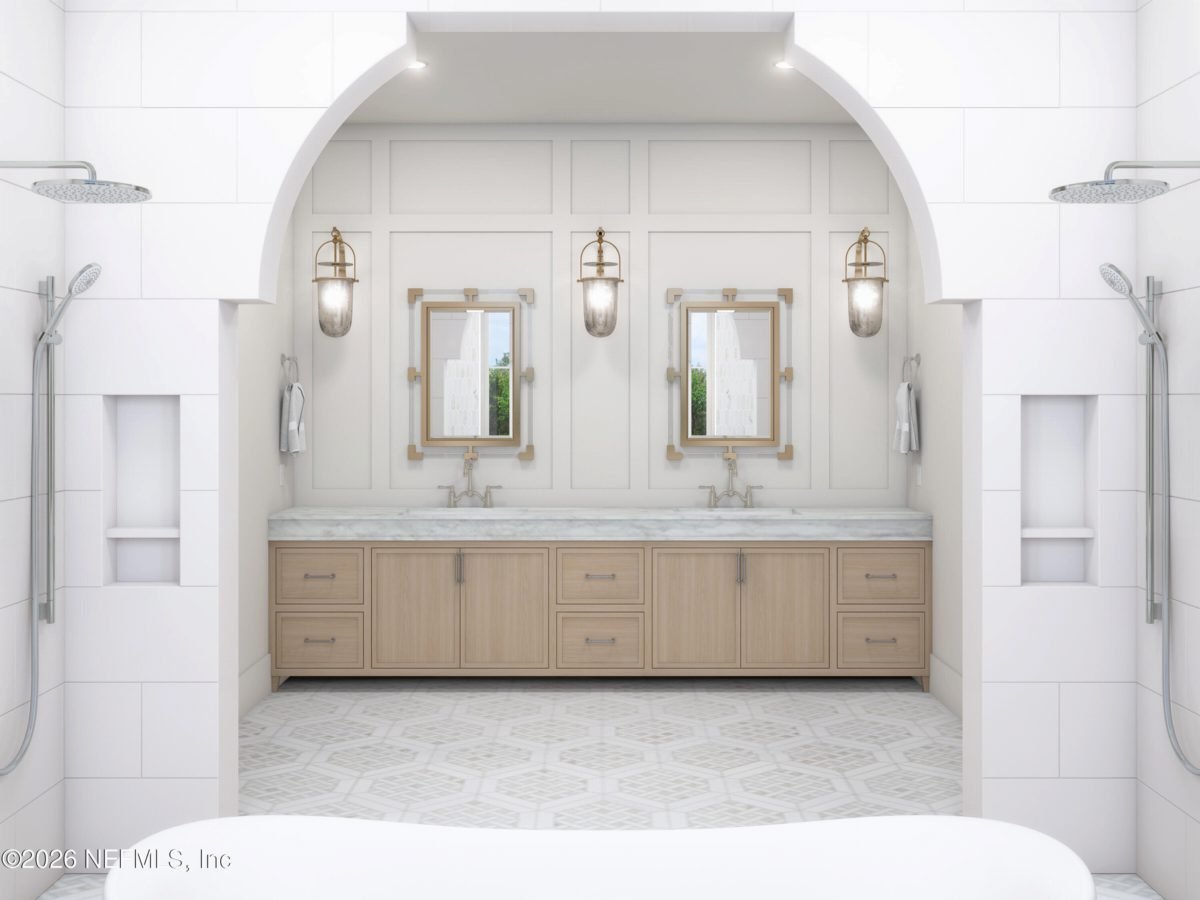 Arched White Stone Vanity