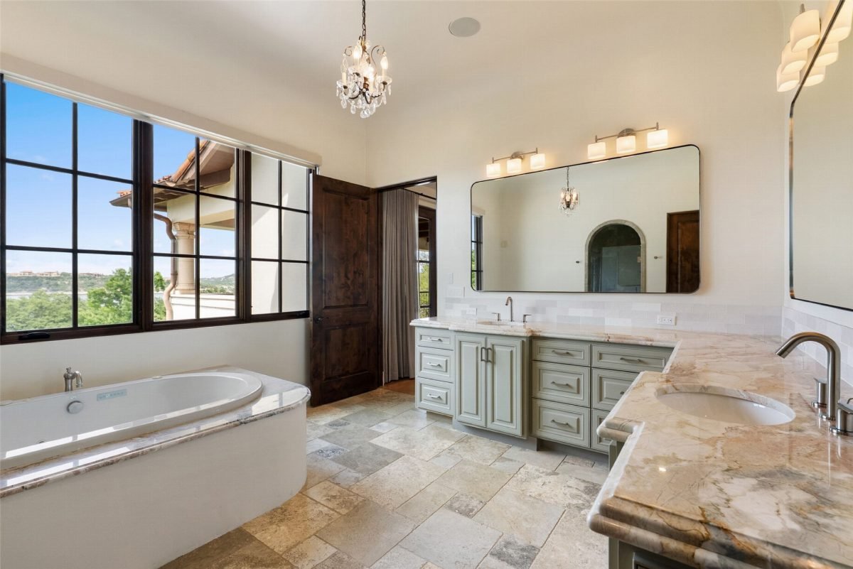 Sage Vanity and Marble Warmth