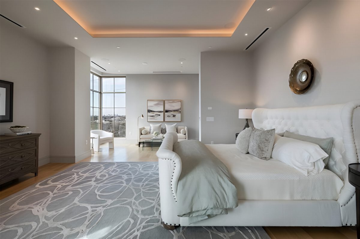 Silver Gray Bedroom with Nailhead Charm