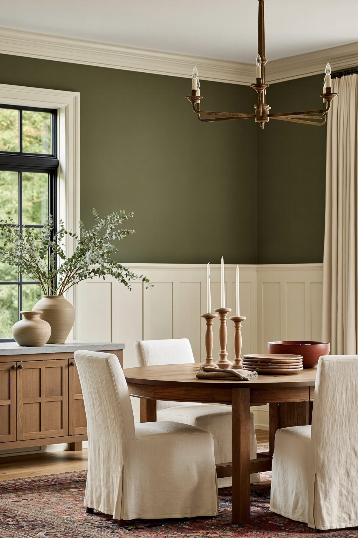 Muted Sage and Oak Dining