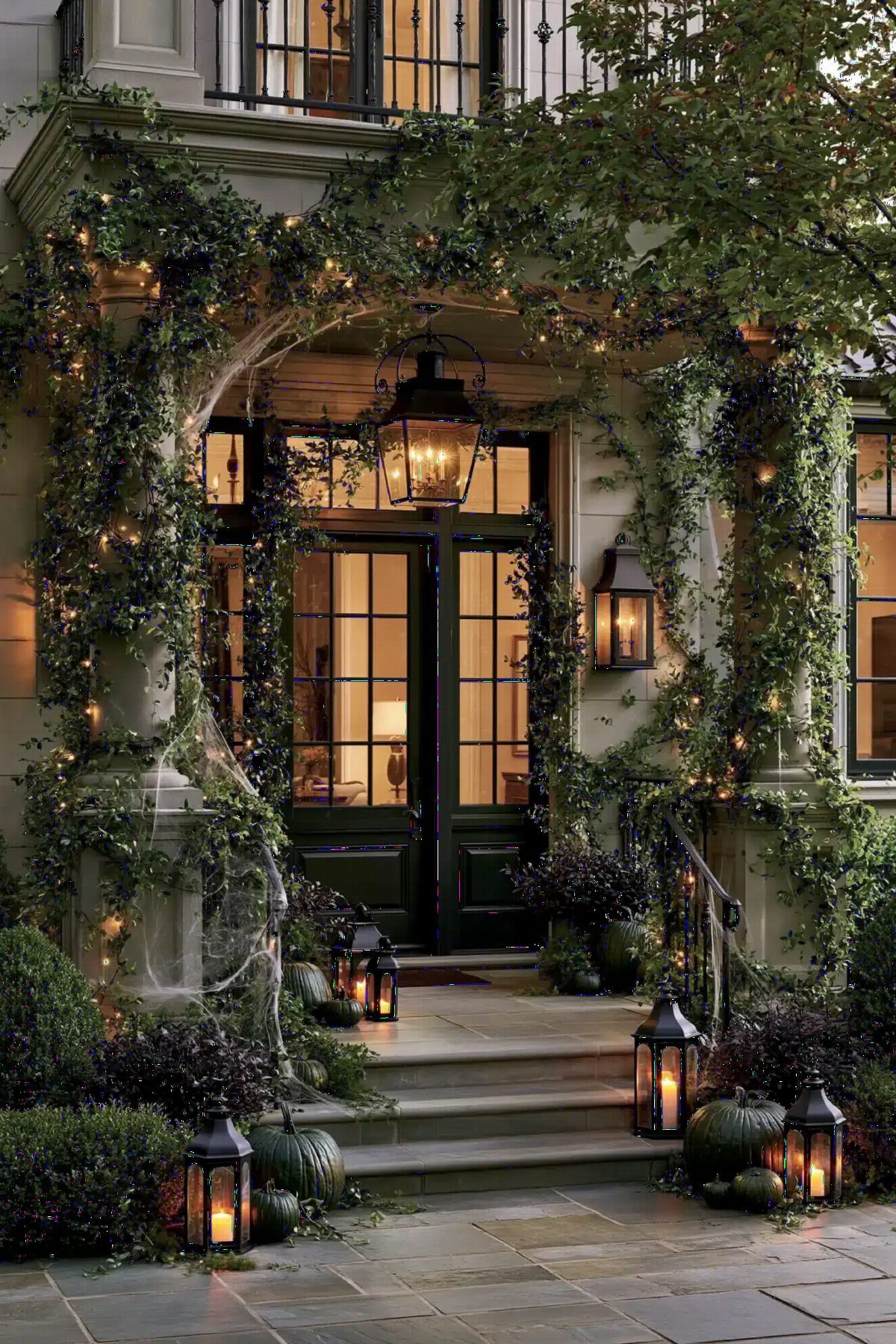 Ivy-Wrapped Manor with Lantern Glow