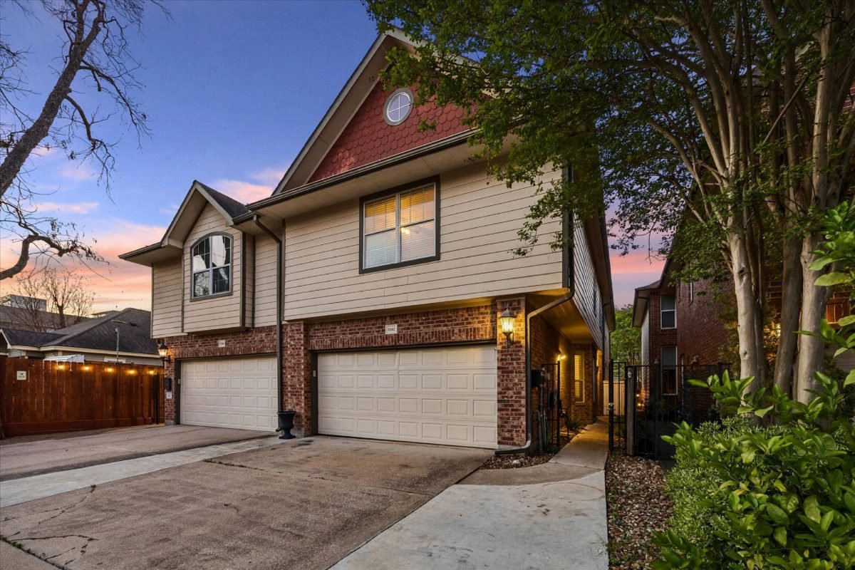 Beige Shingles and Red Accents