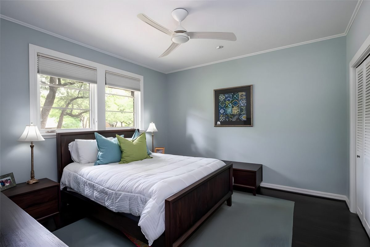 Slate Blue and Walnut Warmth