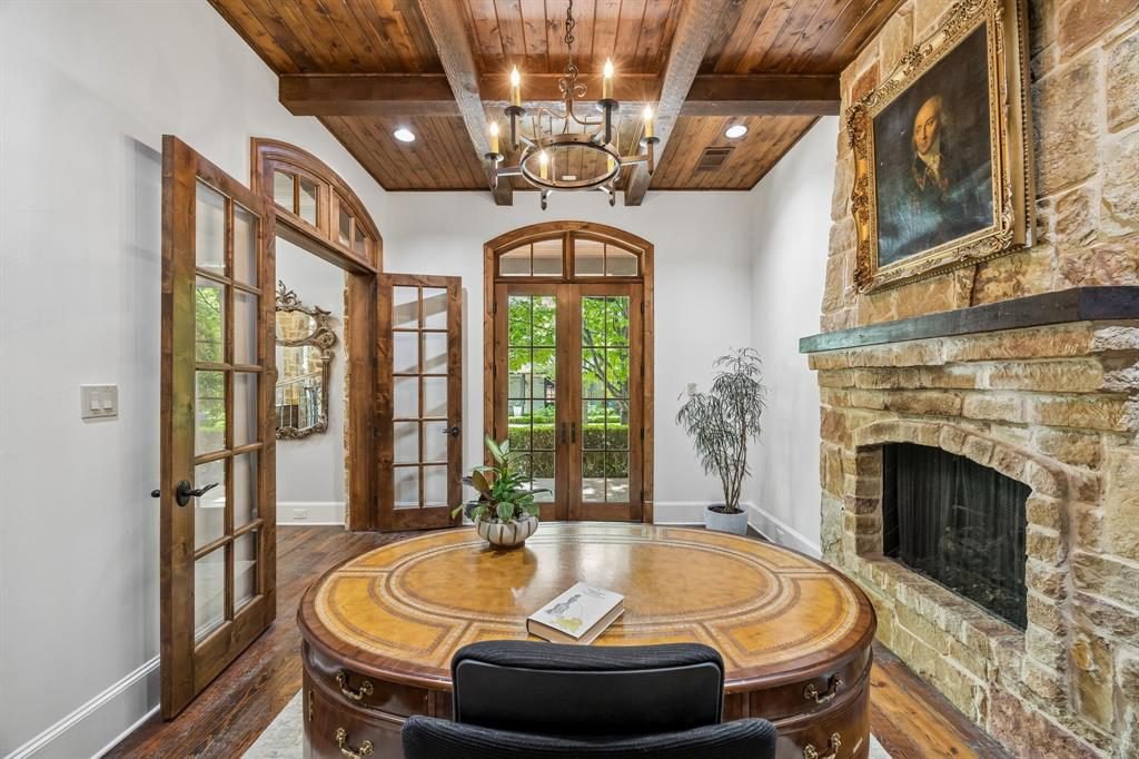 Round Oak and Stone Hearth