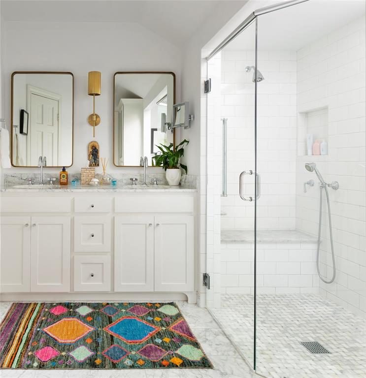 Colorful Rug on White Tile