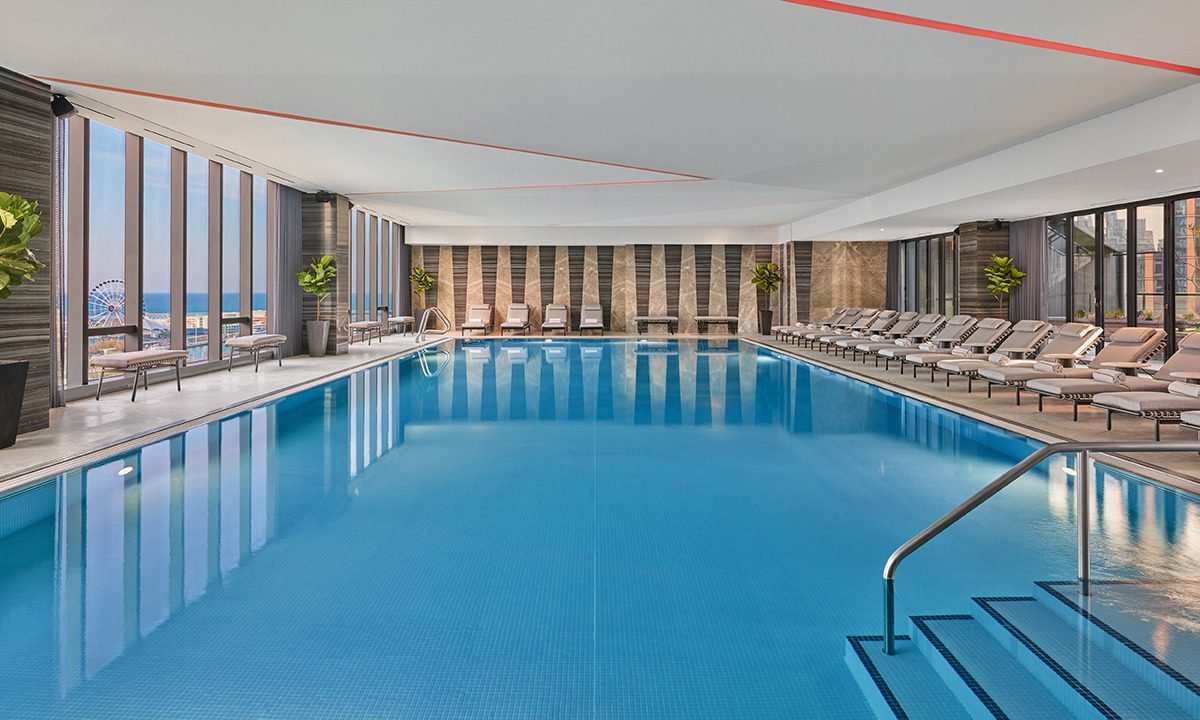 Aqua Lounge with Stone Accent