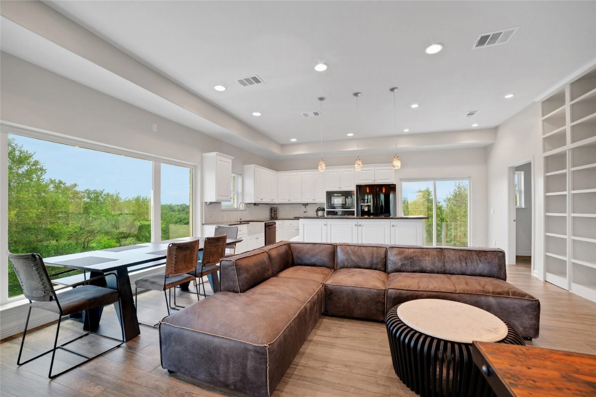 Brown Leather and White Modern