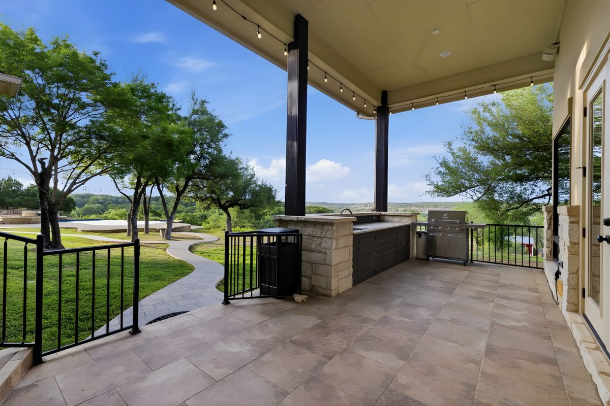 Sheltered Stone Grilling Pavilion